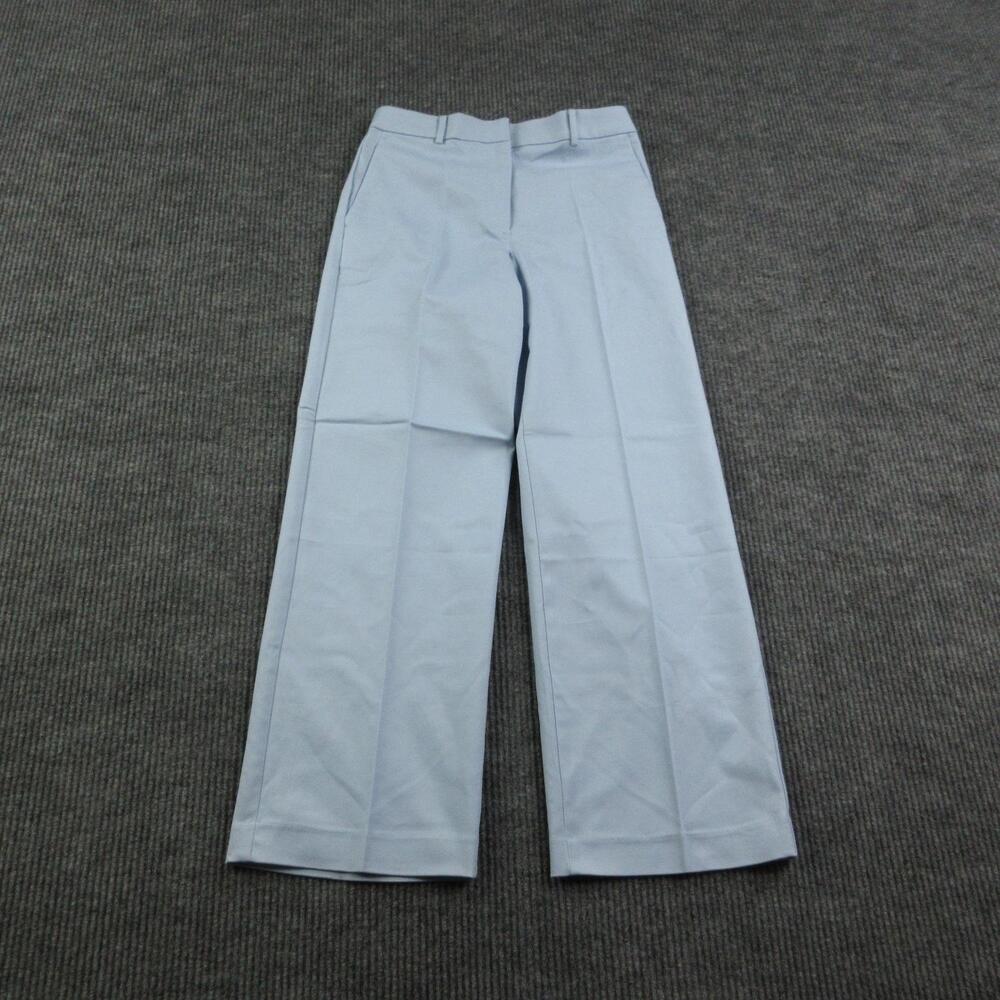 Ann Taylor Pants Womens 6P Blue Wide-Leg Pleated Twill Stretch 29x29* NWT